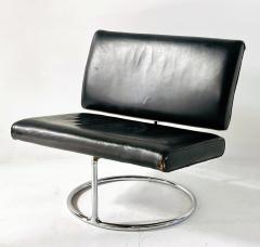 Mid Century Leather and Stainless Steel Cantilever Lounge Chair 1960 - 4315404