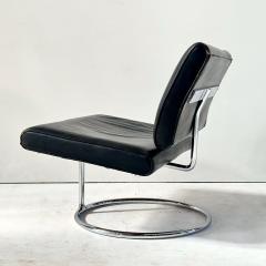 Mid Century Leather and Stainless Steel Cantilever Lounge Chair 1960 - 4315405