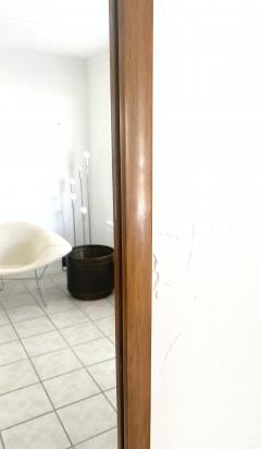 Mid Century Linear Framed Wooden Wall Mirror - 3557174