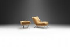 Mid Century Lounge Chair and Footstool with Tubular Steel Legs Europe ca 1950s - 2717801