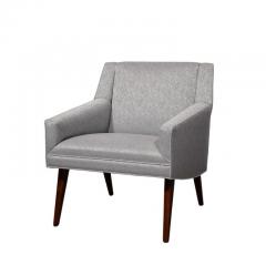 Mid Century Lounge Chairs in Holly Hunt Fabric Tapered Hand Rubbed Walnut Legs - 3197865