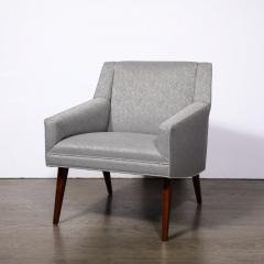 Mid Century Lounge Chairs in Holly Hunt Fabric Tapered Hand Rubbed Walnut Legs - 3197866