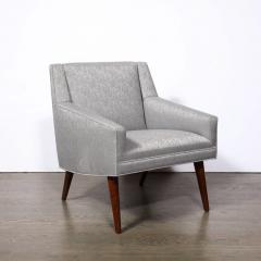 Mid Century Lounge Chairs in Holly Hunt Fabric Tapered Hand Rubbed Walnut Legs - 3198047