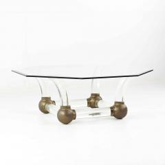 Mid Century Lucite and Brass Tusk Coffee Table - 3693993
