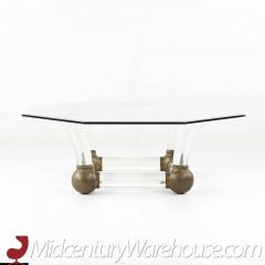 Mid Century Lucite and Brass Tusk Coffee Table - 3693994