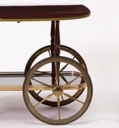 Mid Century Mahogany Wood Brass German Serving Bar Cart Tea Trolley 1960s - 4462429