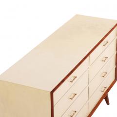 Mid Century Mahogany and Parchment Commode C 1950 - 4739695