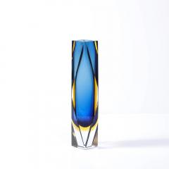 Mid Century Mandruzzato Faceted Murano Glass Vase in Citrine and Smoked Cerulean - 4465542