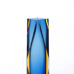 Mid Century Mandruzzato Faceted Murano Glass Vase in Citrine and Smoked Cerulean - 4465544