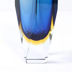 Mid Century Mandruzzato Faceted Murano Glass Vase in Citrine and Smoked Cerulean - 4465547