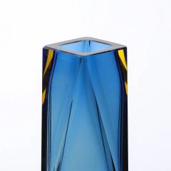 Mid Century Mandruzzato Faceted Murano Glass Vase in Citrine and Smoked Cerulean - 4465551