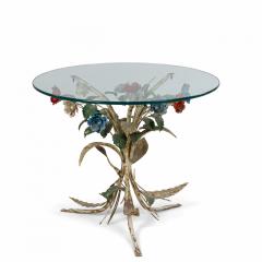 Mid Century Metal Floral Base Round Coffee Table - 1379539