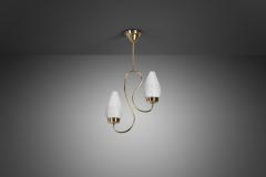 Mid Century Metal and Opal Glass Ceiling Lamp Europe 1950s - 3582177