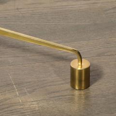 Mid Century Minimal Polished Brass Glass Black Enamel Three Disc Floor Lamp - 4304178