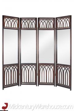 Mid Century Mirror and Cane Room Divider - 2578540