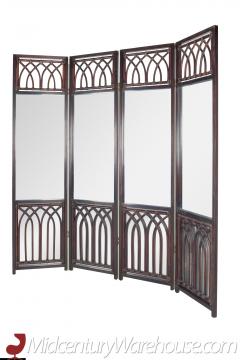 Mid Century Mirror and Cane Room Divider - 2578541