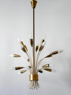 Mid Century Modern 18 Flamed Sputnik Pendant Lamp or Chandelier Germany 1950s - 2243514