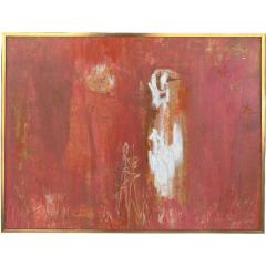 Mid Century Modern Abstract Art Oil Painting in Giltwood Frame - 4530614