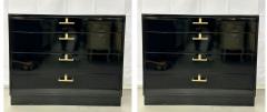 Mid Century Modern American Designer Black Lacquer Cabinets Nightstands Brass - 2896104