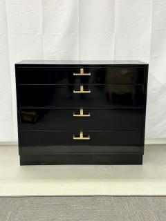 Mid Century Modern American Designer Black Lacquer Cabinets Nightstands Brass - 2896105