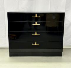 Mid Century Modern American Designer Black Lacquer Cabinets Nightstands Brass - 2896110