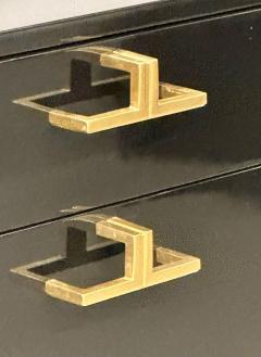 Mid Century Modern American Designer Black Lacquer Cabinets Nightstands Brass - 2896112