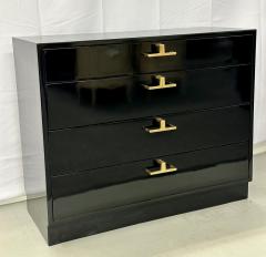 Mid Century Modern American Designer Black Lacquer Cabinets Nightstands Brass - 2896114