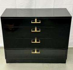 Mid Century Modern American Designer Black Lacquer Cabinets Nightstands Brass - 2896115