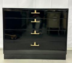 Mid Century Modern American Designer Black Lacquer Cabinets Nightstands Brass - 2896117