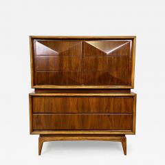 Mid Century Modern American Designer Sculptural High Boy Dresser Chest Walnut - 2956937