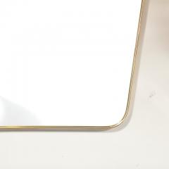 Mid Century Modern Amorphic Shield Form Polished Brass Wrapped Mirror - 3108992