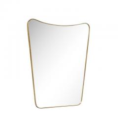 Mid Century Modern Amorphic Shield Form Polished Brass Wrapped Mirror - 3108993