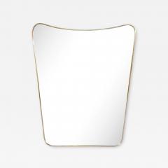 Mid Century Modern Amorphic Shield Form Polished Brass Wrapped Mirror - 3115539