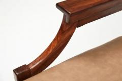 Mid Century Modern Armchair Set in Hardwood Brown Leather 1960 Brazil Plaque - 3183963