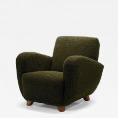 Mid Century Modern Armchair in Dark Green Upholstery Europe 1940s - 4514493