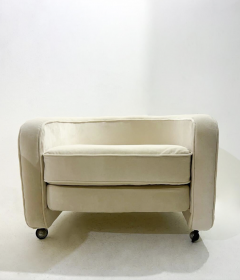 Mid Century Modern Armchair with Wheels 1970s New Upholstery 3 available - 3557211