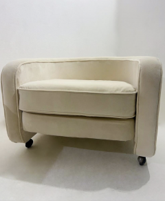 Mid Century Modern Armchair with Wheels 1970s New Upholstery 3 available - 3557212