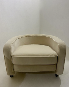 Mid Century Modern Armchair with Wheels 1970s New Upholstery 3 available - 3557213