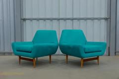 Mid Century Modern Armchairs in Hardwood and Fabric Unknown c 1960 - 3844377