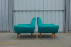 Mid Century Modern Armchairs in Hardwood and Fabric Unknown c 1960 - 3844379