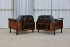 Mid Century Modern Armchairs in Rosewood Black Leather by Bertomeu Brazil - 3348464