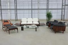 Mid Century Modern Armchairs in Rosewood Black Leather by Bertomeu Brazil - 3348480