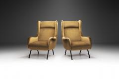 Mid Century Modern Armchairs in Velvet with Black Steel Frames Italy 1960s - 3465525