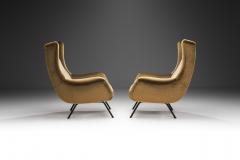 Mid Century Modern Armchairs in Velvet with Black Steel Frames Italy 1960s - 3465527