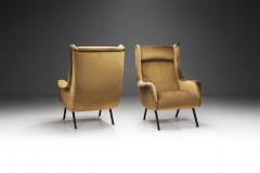 Mid Century Modern Armchairs in Velvet with Black Steel Frames Italy 1960s - 3465528