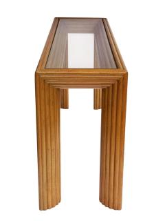 Mid Century Modern Art Deco Pencil Reed Bamboo Console Table or Sofa Table - 4342063