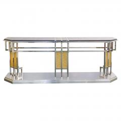 Mid Century Modern Art Deco Style Brass Chrome Sideboard Credenzas - 3546179