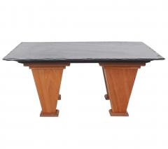 Mid Century Modern Art Deco Style Cherry and Slate Cocktail Table Custom Made - 2454012