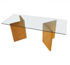 Mid Century Modern Bamboo Reed Console Table Sofa Table or Desk with Glass Top - 2508549