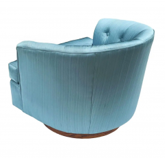 Mid Century Modern Barrel Back Swivel Club Chairs or Lounge Chairs Walnut Base - 2567754